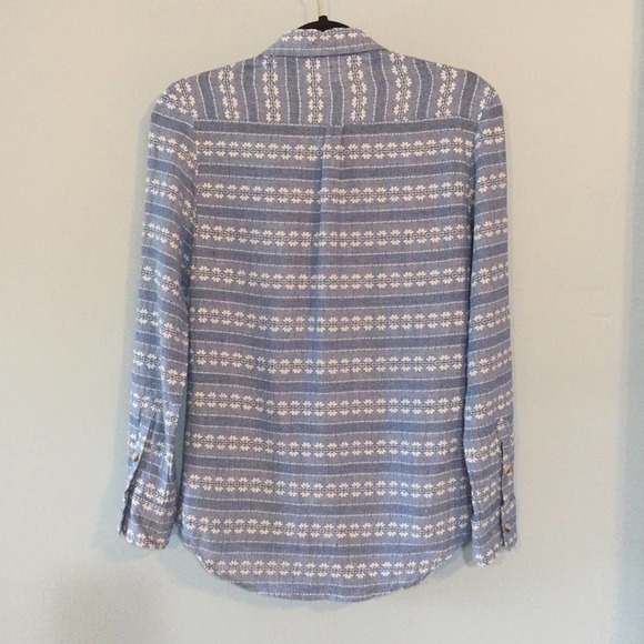HARPER Chambray Norwegian Floral Patterned Button Up Shirt Women’s S Francesca’s - Picture 4 of 7